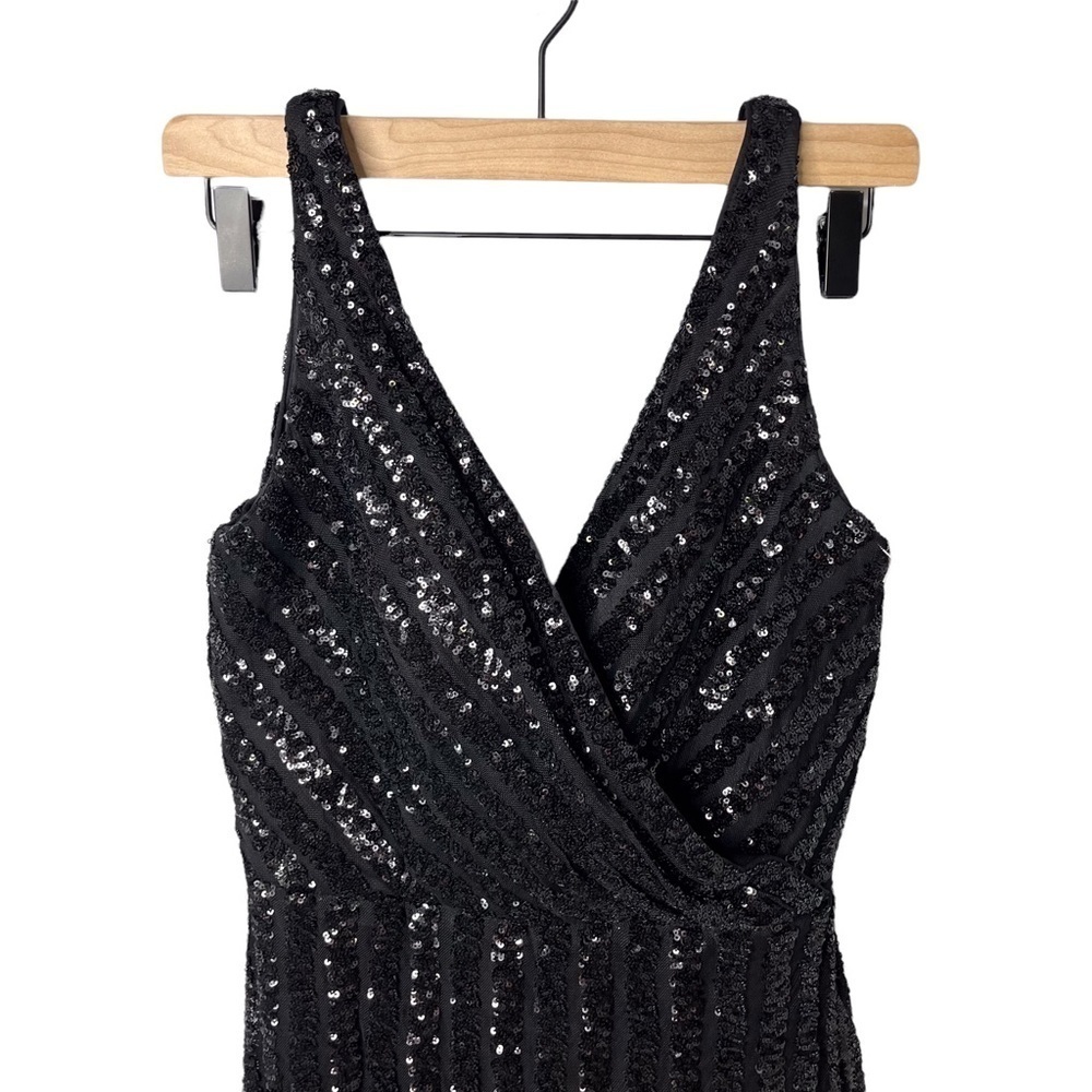 La Femme Short Sequin Party Cocktail Dress Black Size 8 Prom Homecoming Wedding - Picture 4 of 10